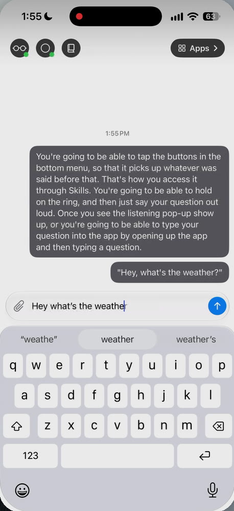 Type a question in the app.