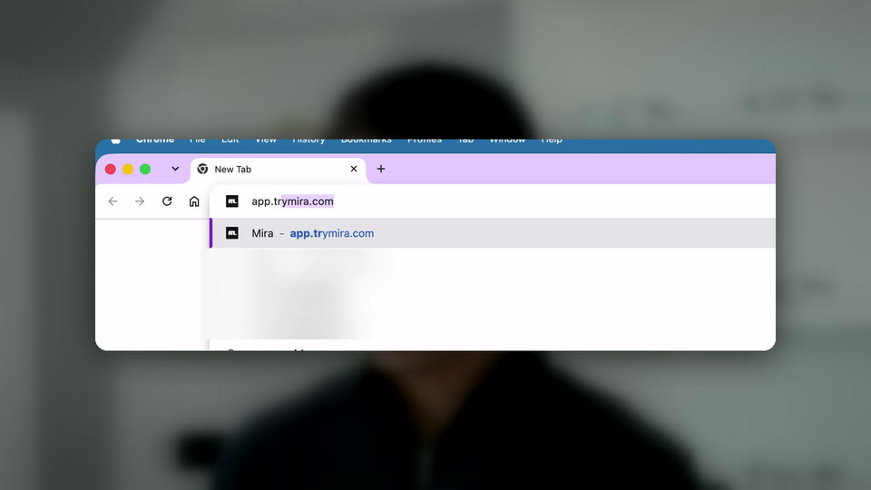 app.trymira.com, Download, then drag MIRA into Applications.
