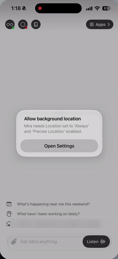 Location, background location and contacts.