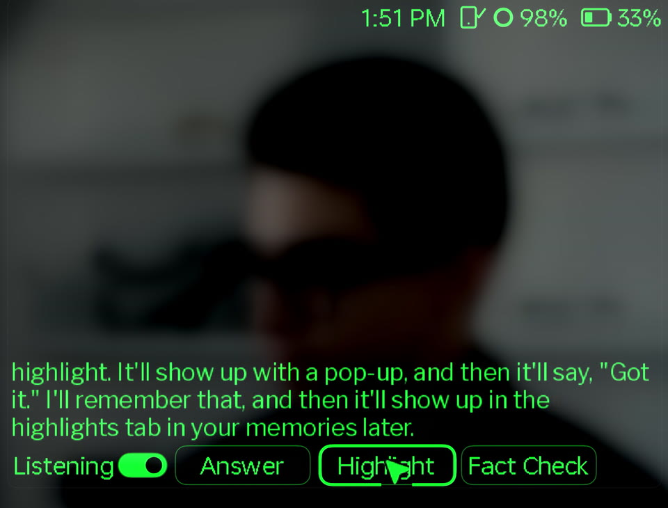 Ask out loud, tap Answer, and the answer appears.